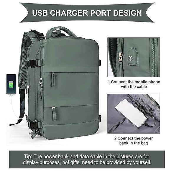 Large Travel Backpack For Women Men,Carry On Backpack,Hiking Olive Green - Picture 5 of 7